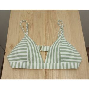 H&M bikini top. Green white striped, swimwear , swim suit top . size 6